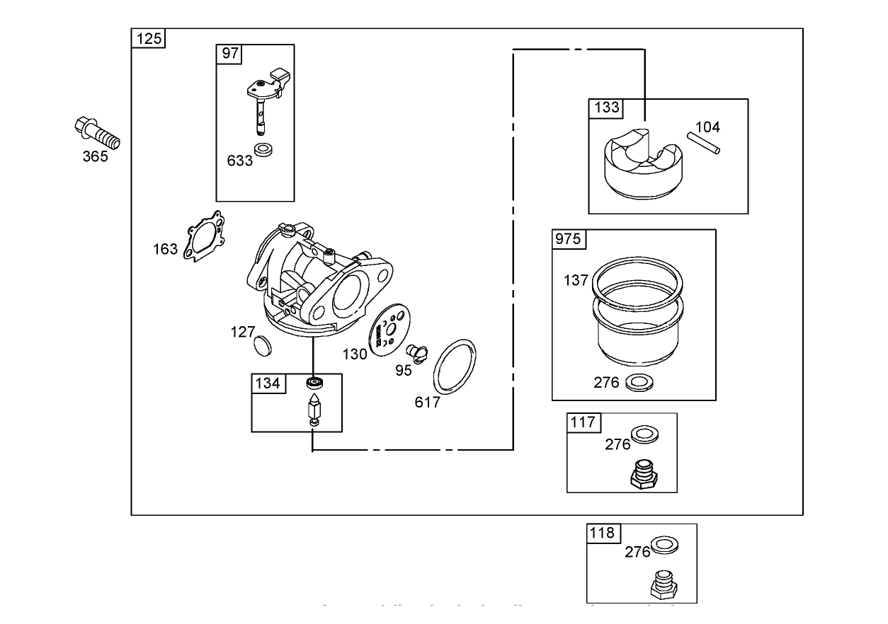 Carburetor Assembly Briggs and Stratton 125K07-0188-E1