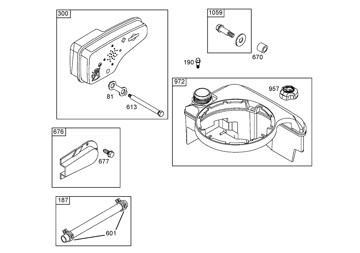 Muffler and Fuel Tank Assembly Briggs and Stratton 125K07-0188-E1