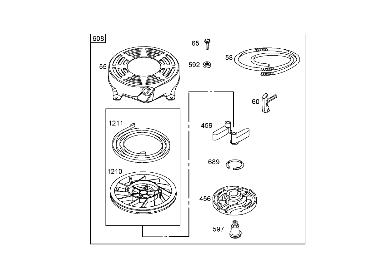 Rewind Starter Assembly Briggs and Stratton 125K07-0188-E1