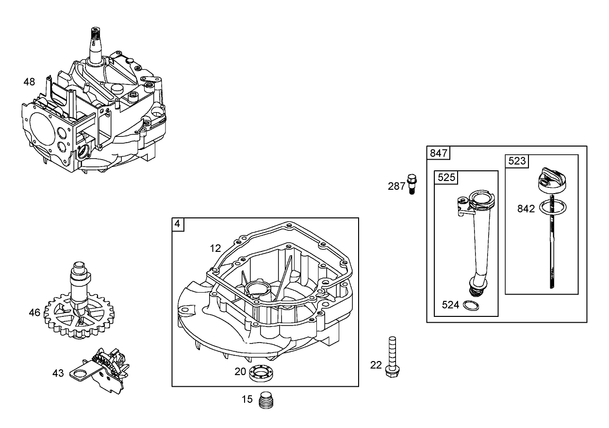 Crankcase Assembly  Briggs and Stratton 125K02-0189-E1