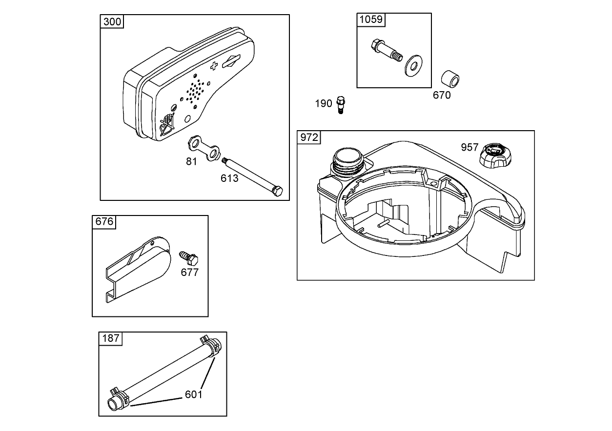 Muffler and Fuel Tank Assembly  Briggs and Stratton 125K02-0189-E1