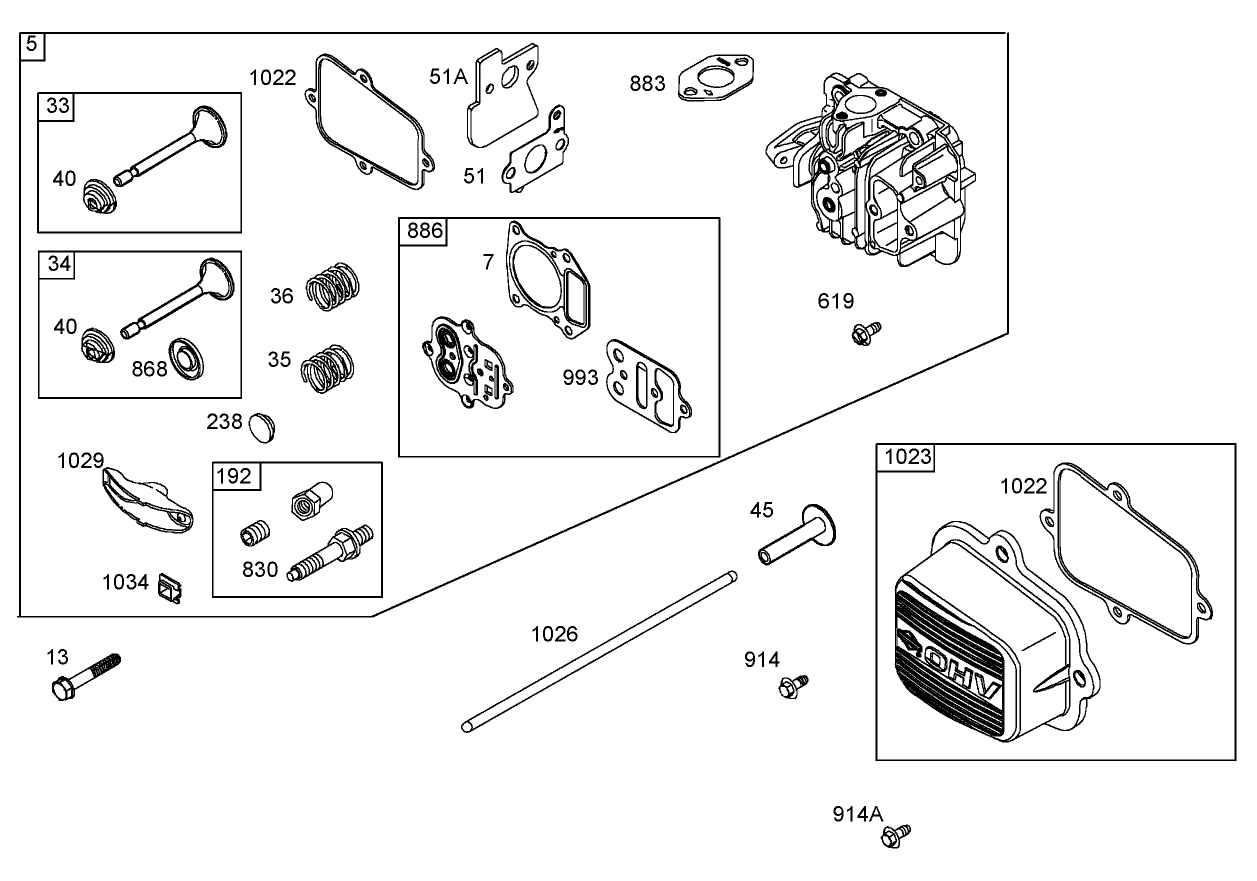 Cylinder Head Assembly  Briggs and Stratton 122672-0192-E1