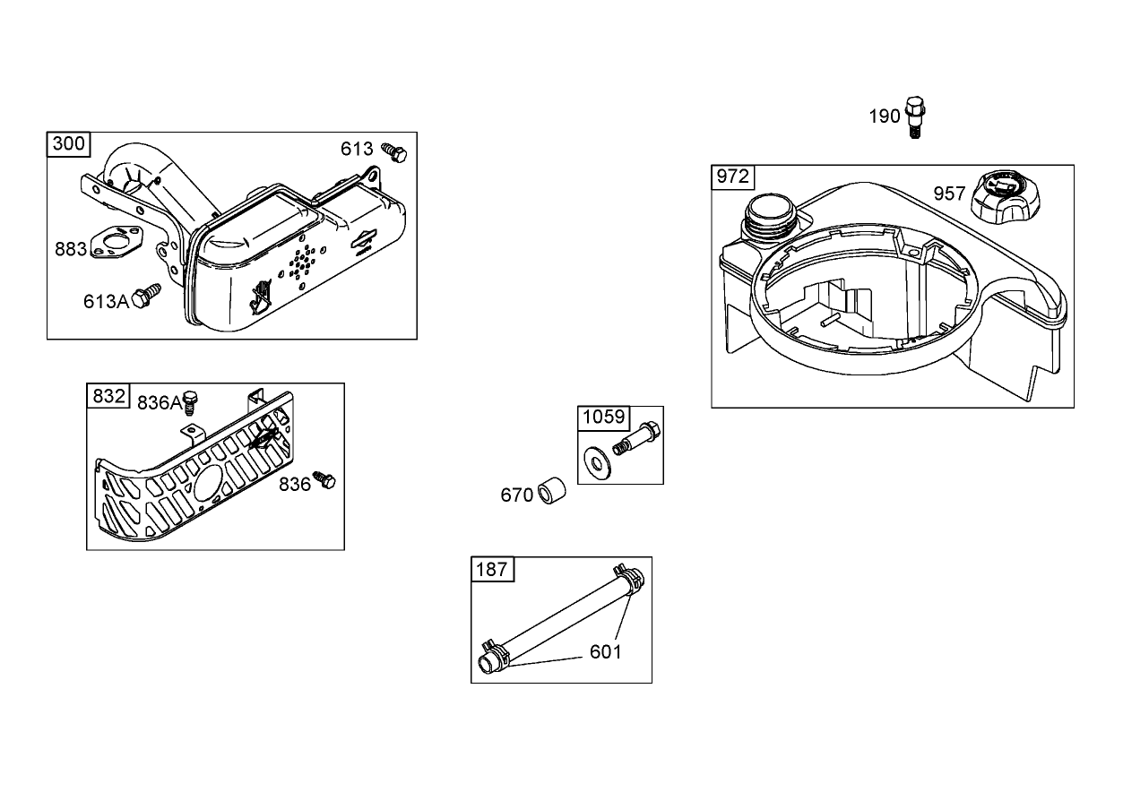 Muffler and Fuel Tank Assembly  Briggs and Stratton 122672-0192-E1