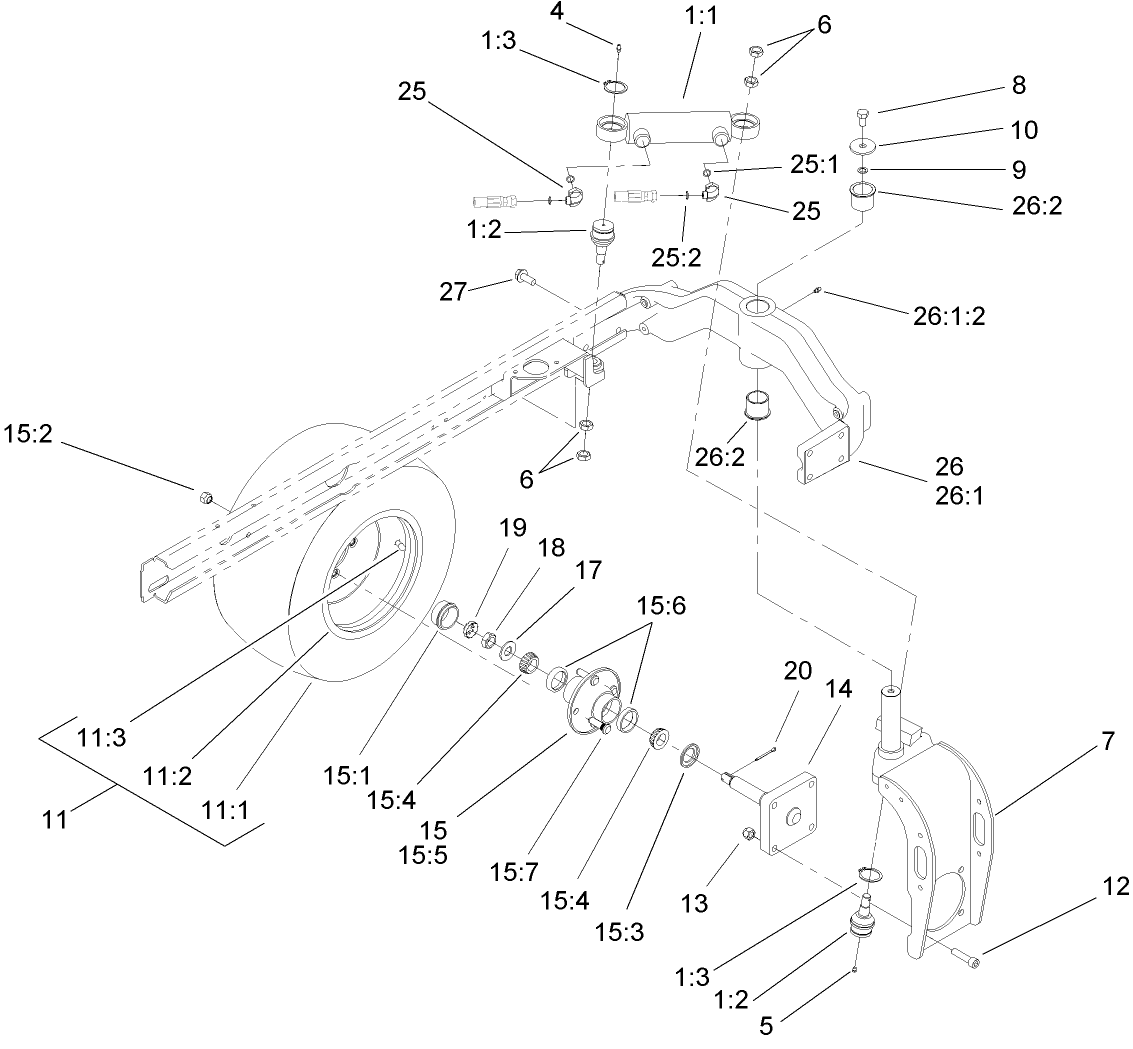 Rear Fork and Tire Assembly