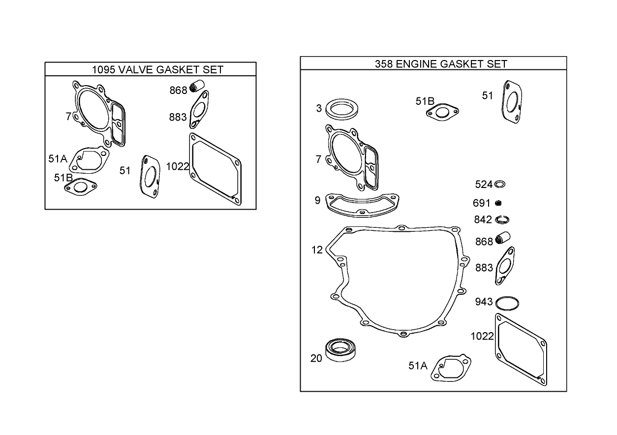 Valve and Engine Gasket Set Assemblies  Briggs and Stratton 406577-0191-E1