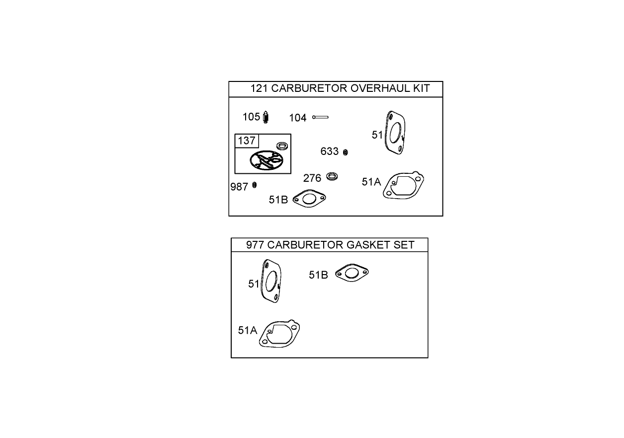 Carburetor Overhaul Kit and Gasket Set Assemblies  Briggs and Stratton 406577-0191-E1