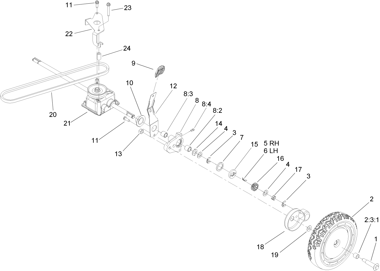 Rear Wheel and Gear Case Assembly