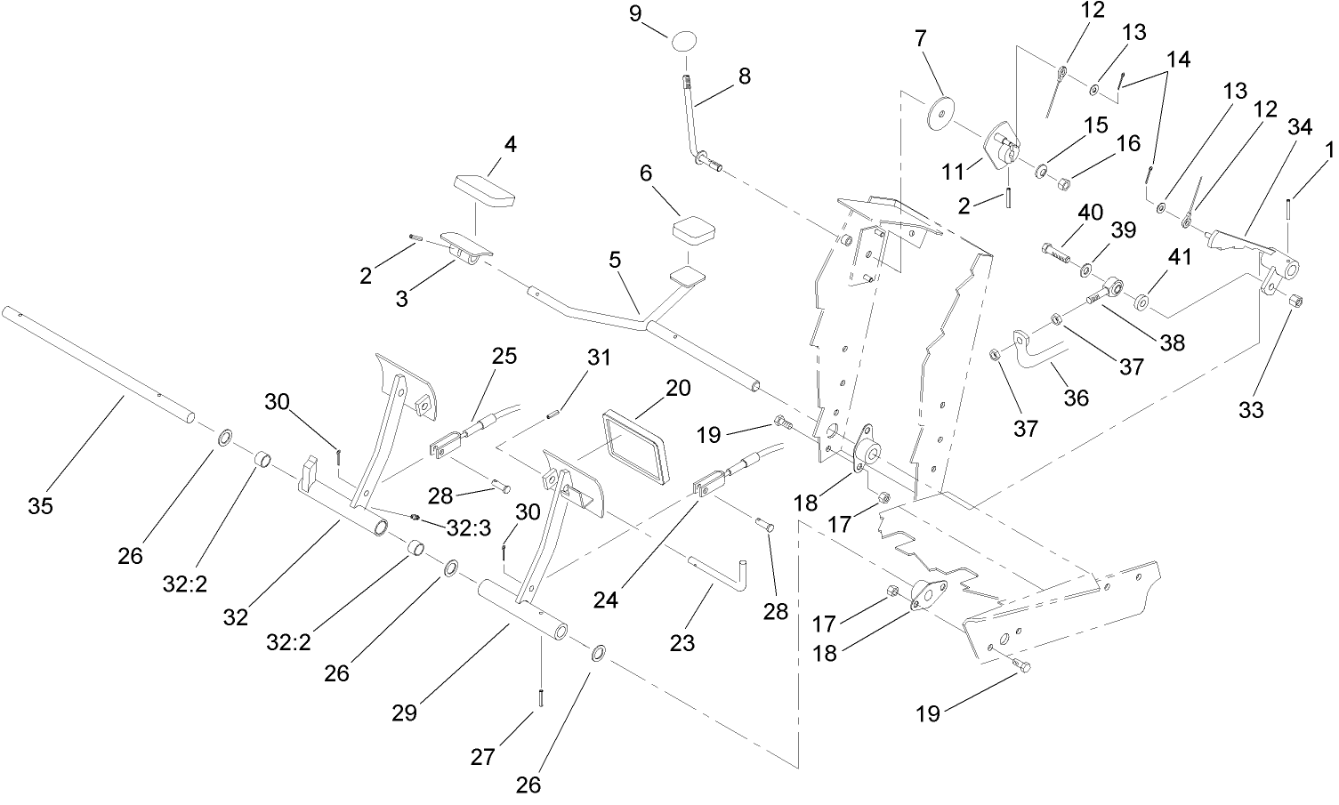 Traction and Brake Pedal Assembly