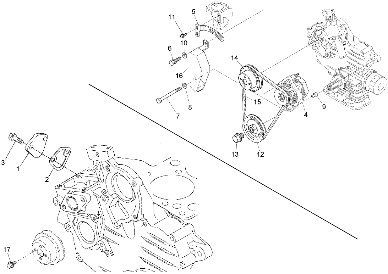 Alternator, Pulley and Fuel Pump Cover Assembly