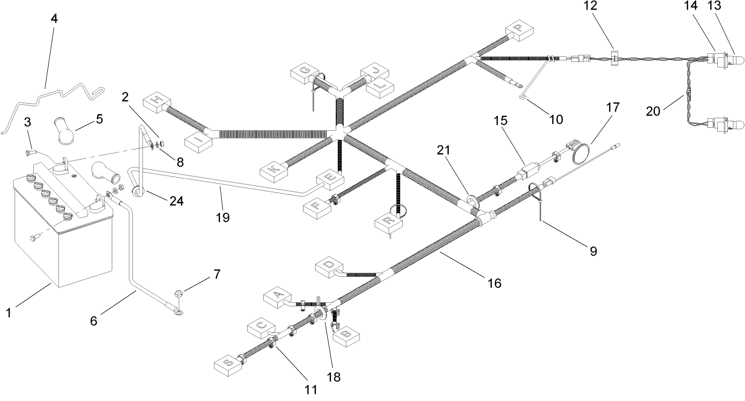 Battery and Electrical Harness Assembly