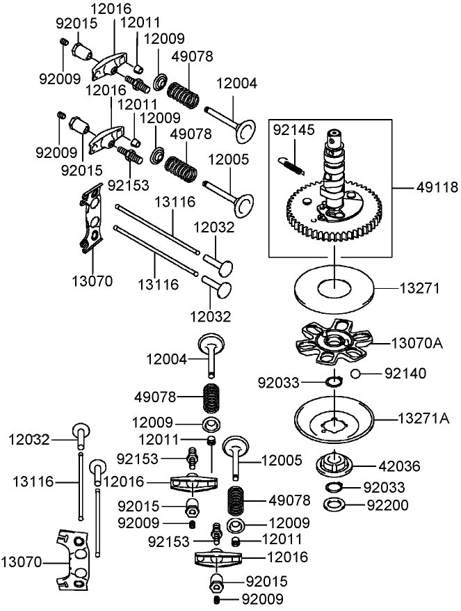 Valve and Camshaft Assembly  Kawasaki FH580V-AS14