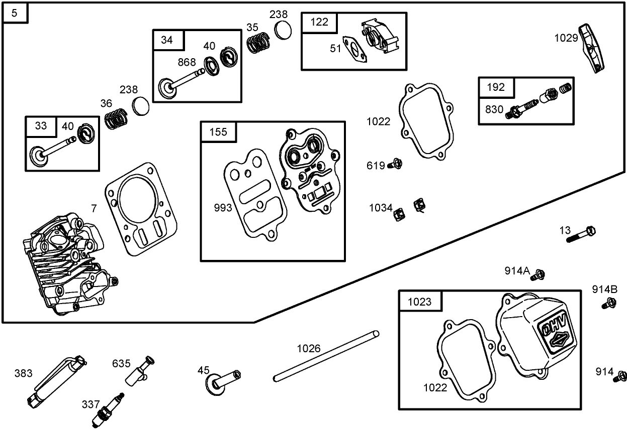 Cylinder Head Assembly  Briggs and Stratton 126302-0245-E1