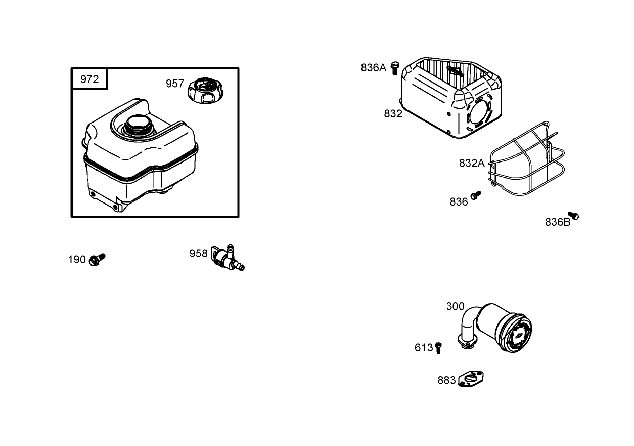 Muffler and Fuel Tank Assembly  Briggs and Stratton 126302-0245-E1