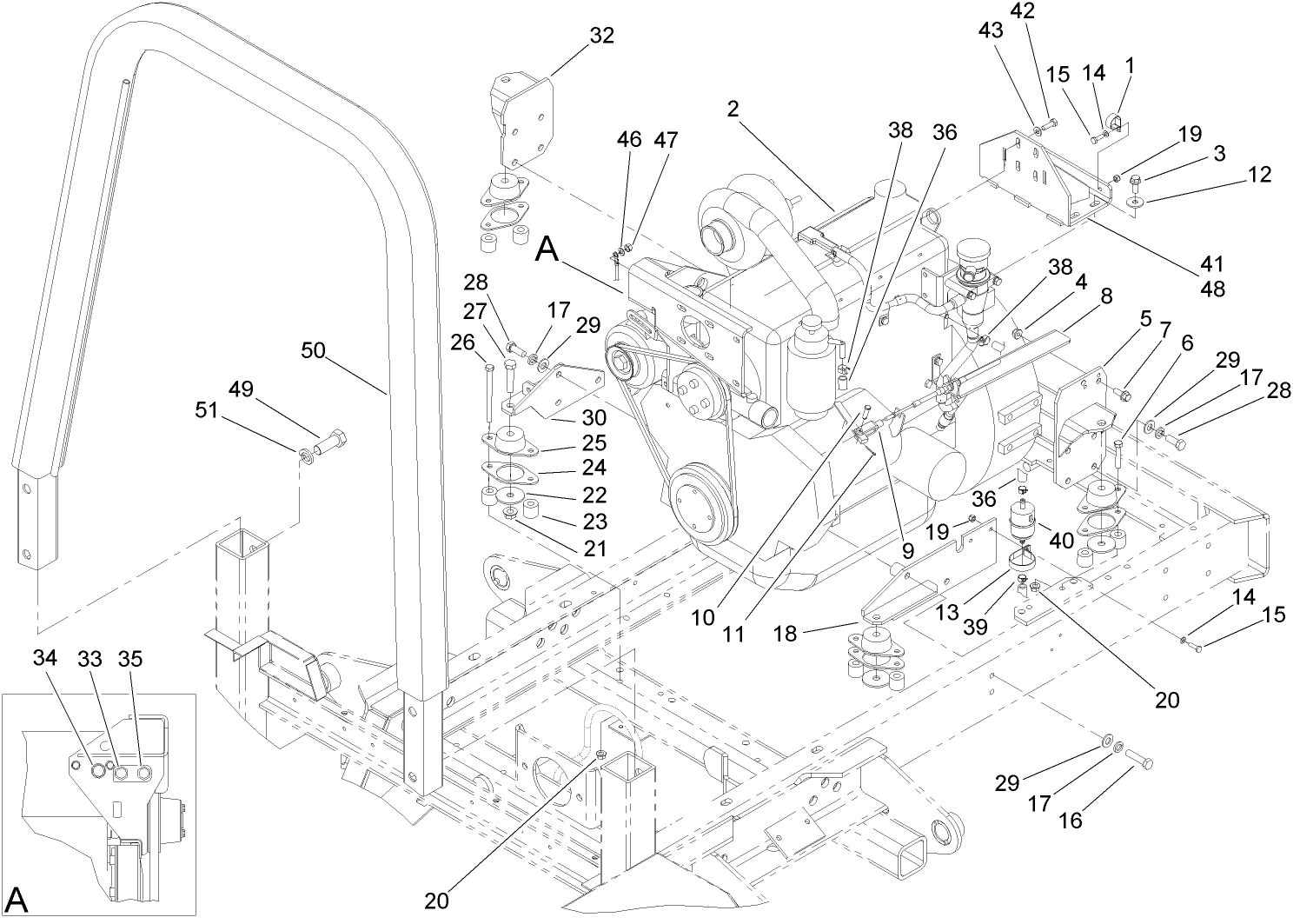 Engine Mounting and  Roll Over Protection System Assembly