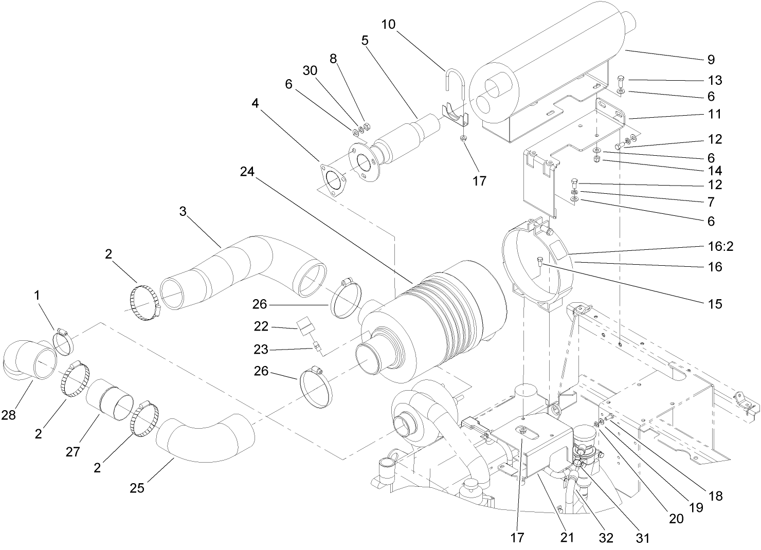 Muffler and Air Cleaner Assembly