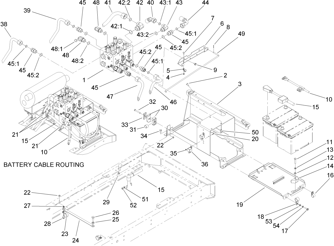 Rear Manifold and Battery Assembly