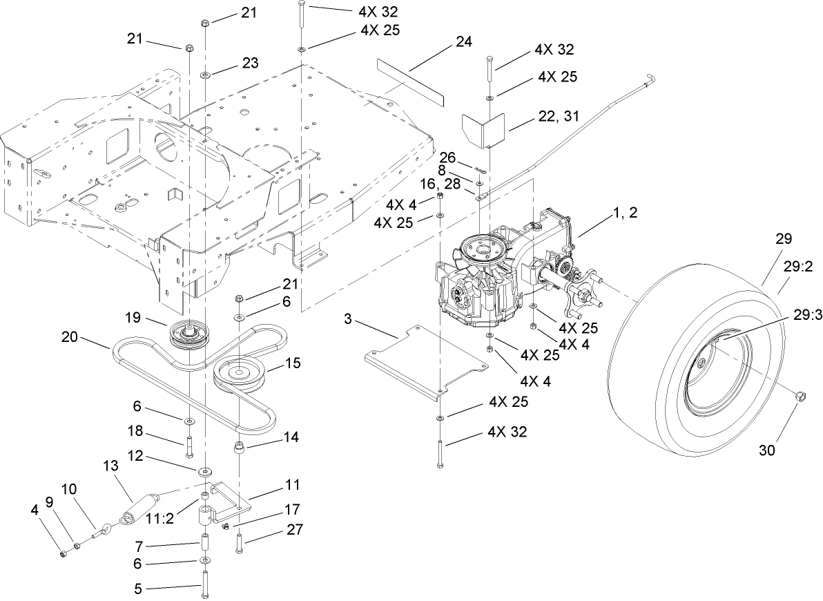 Hydro and Belt Drive Assembly