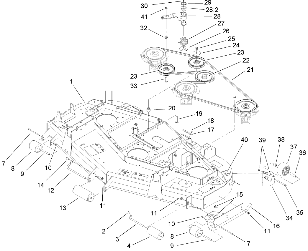 Deck, Belt and Pulley Assembly