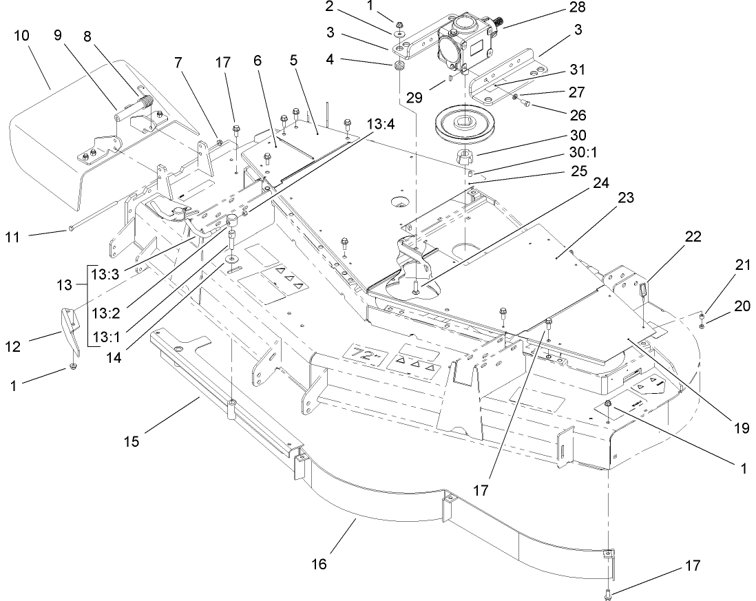 Gearbox, Baffle and Cover Assembly