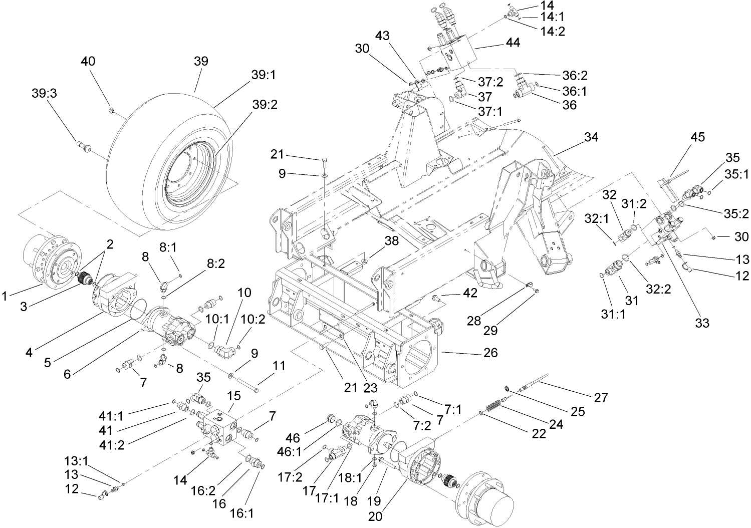 Planetary, Brake and Tire Assembly