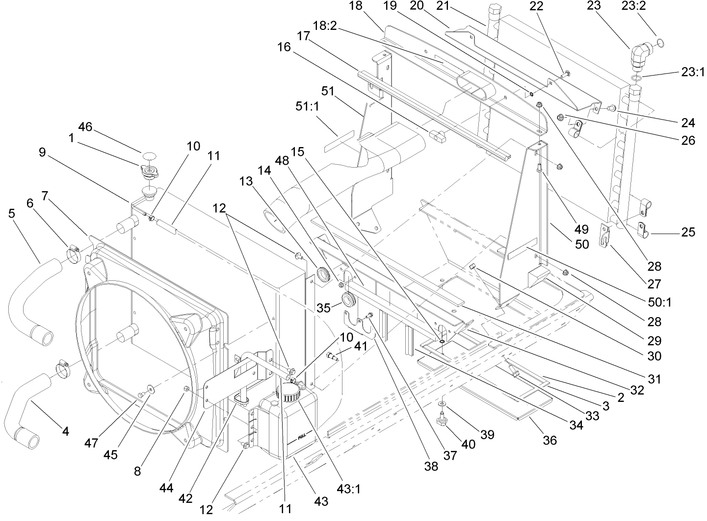 Radiator, Oil Cooler and Support Assembly
