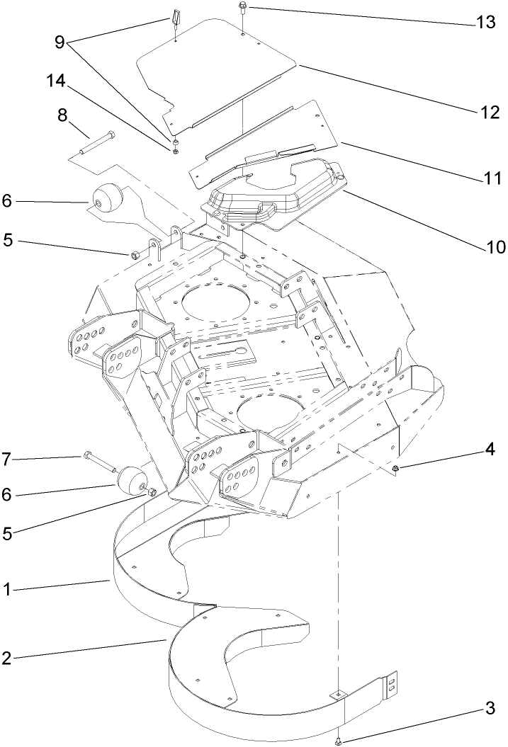 Left Hand Deck  Rear Discharge Chamber and Cover Assembly