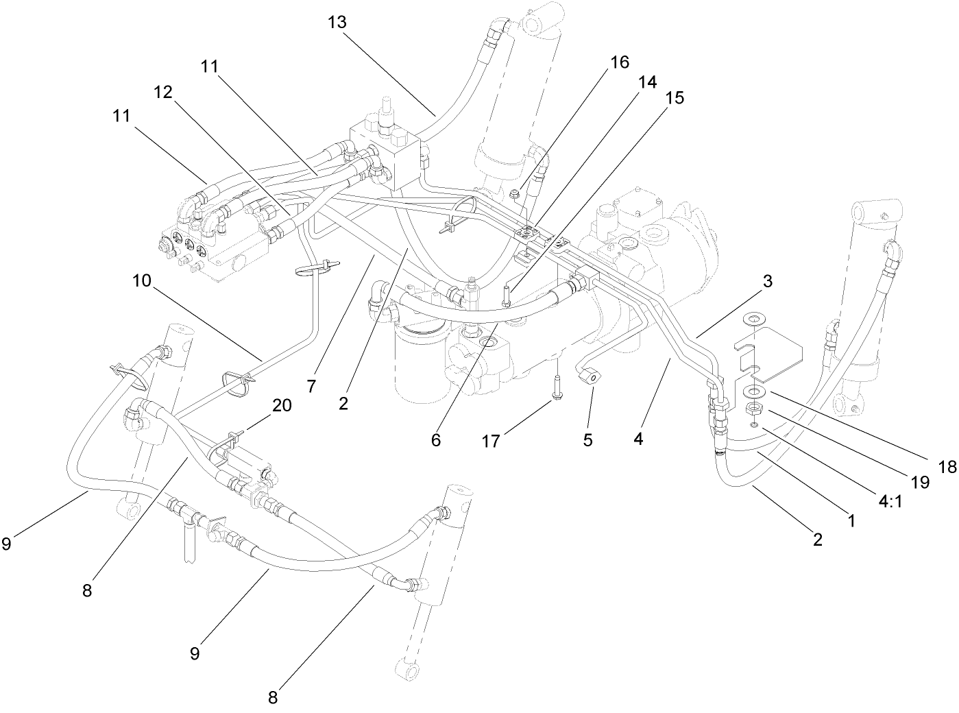 Lift Arm Hydraulic Plumbing Assembly
