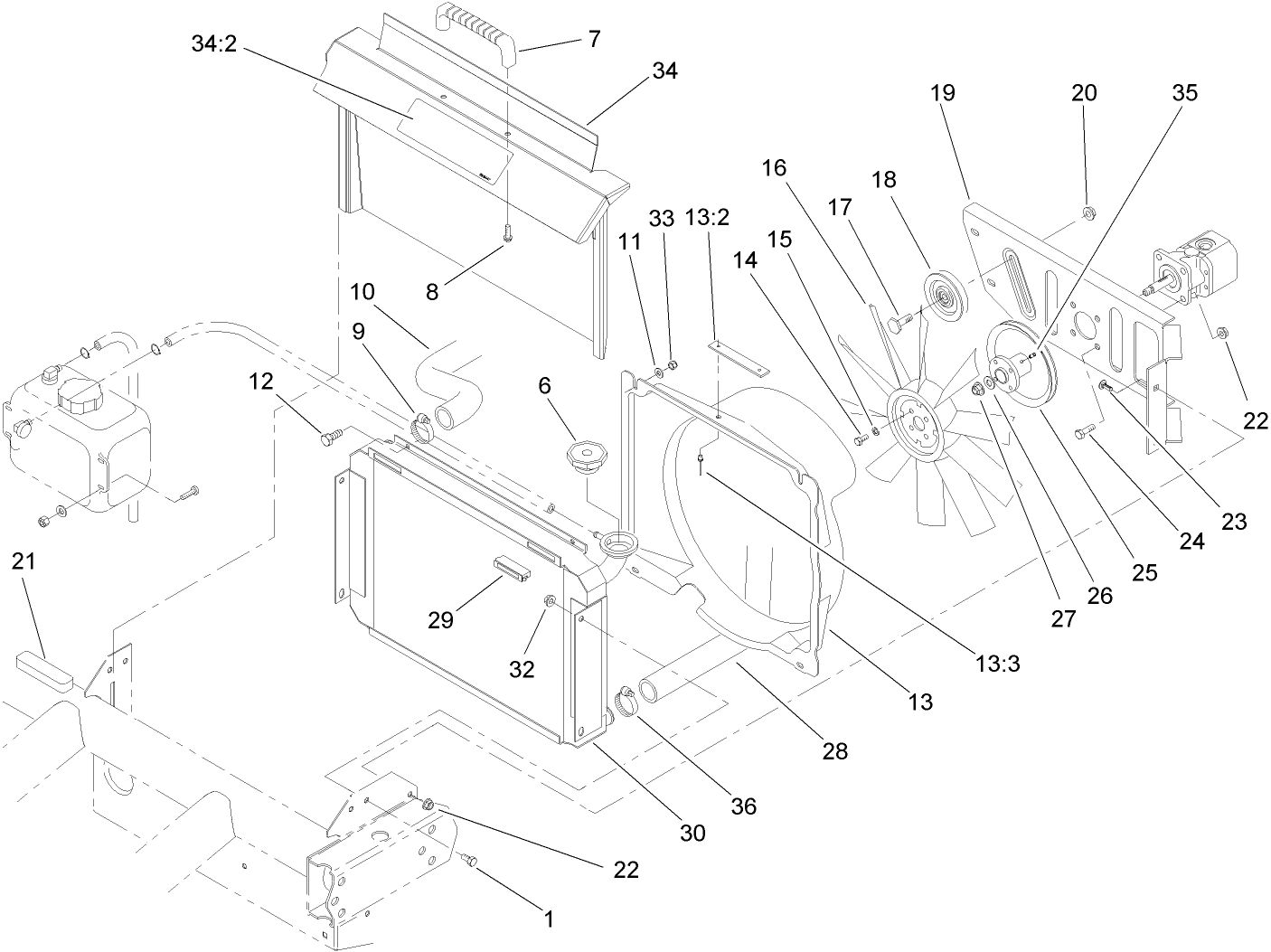 Radiator and Hydraulic Pump Assembly