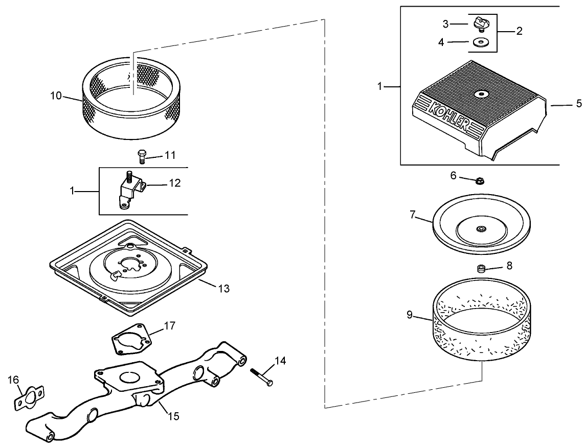 Air Intake and Filtration Assembly  Kohler CH20S 64733