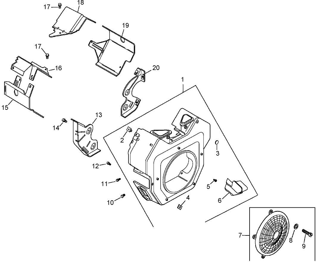 Blower Housing and Baffle Assembly  Kohler CH20S 64733