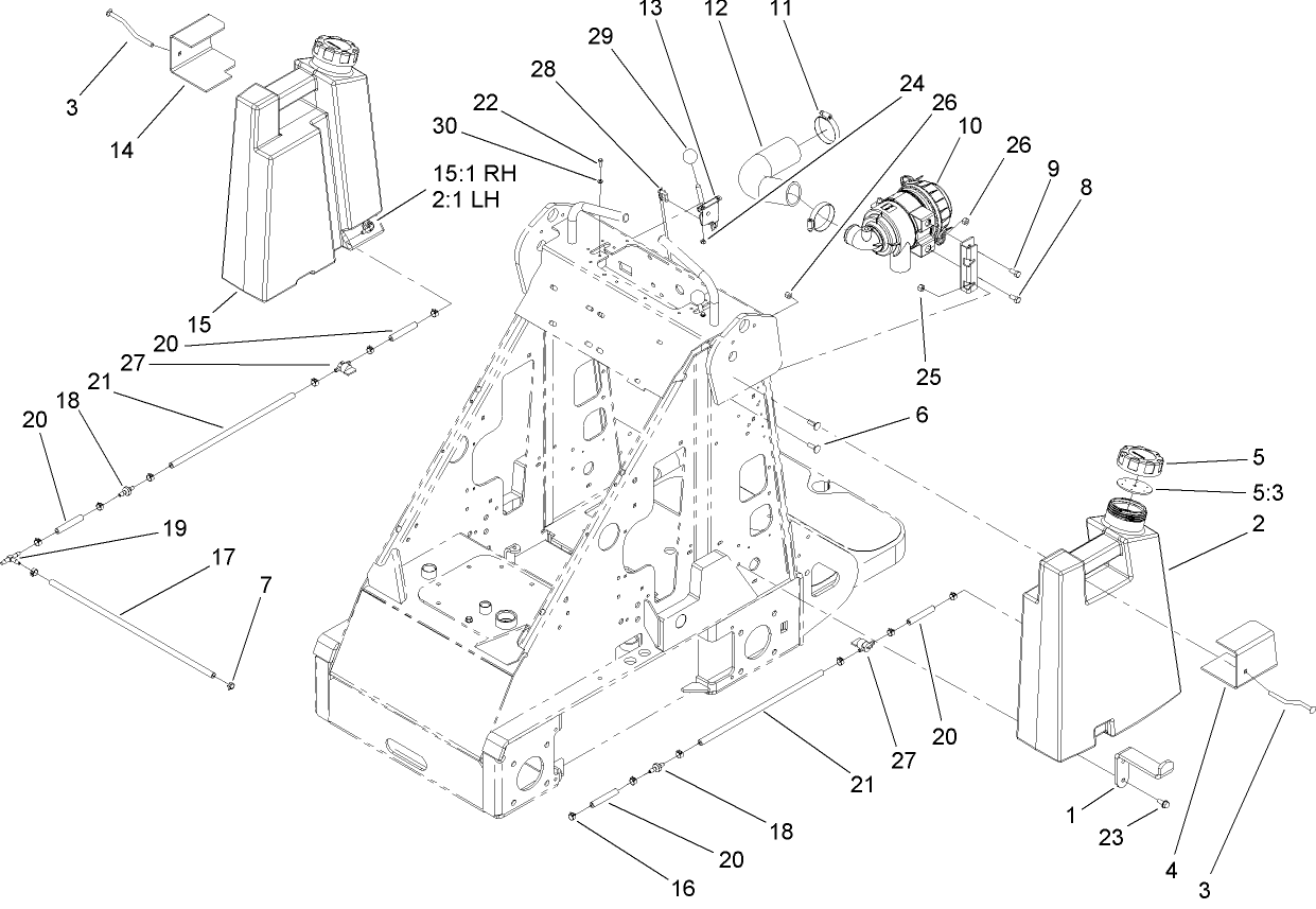 Fuel Tank and Air Filter Assembly