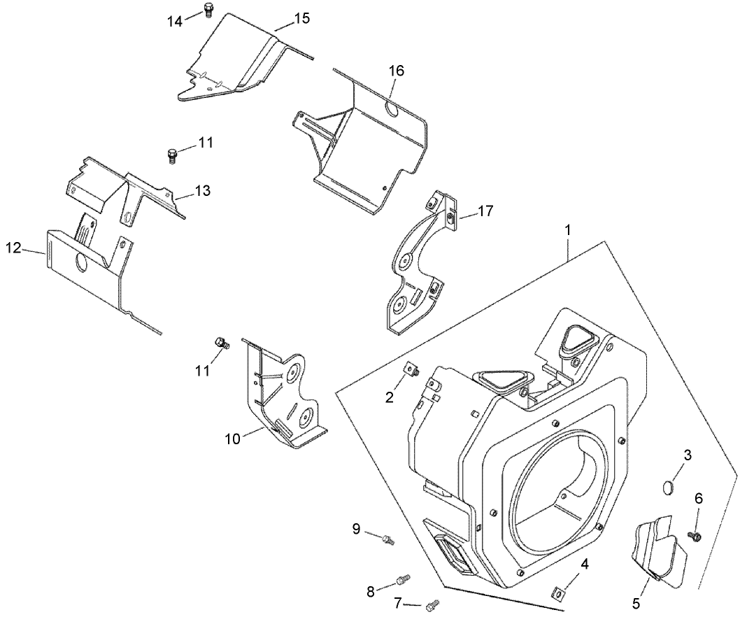 Blower Housing and Baffle Assembly  Kohler CH730-0132