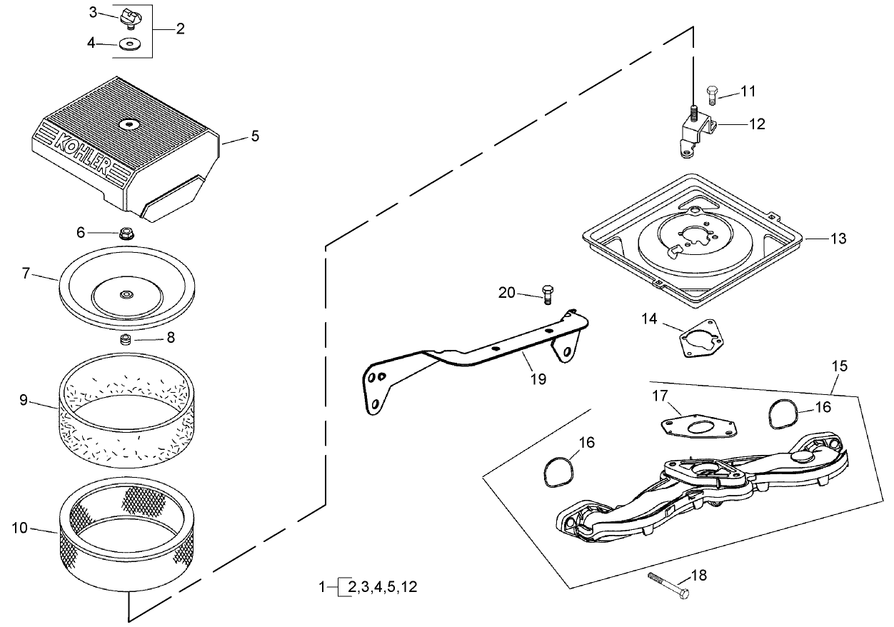 Air Intake and Filtration Assembly  Kohler CH730-0132
