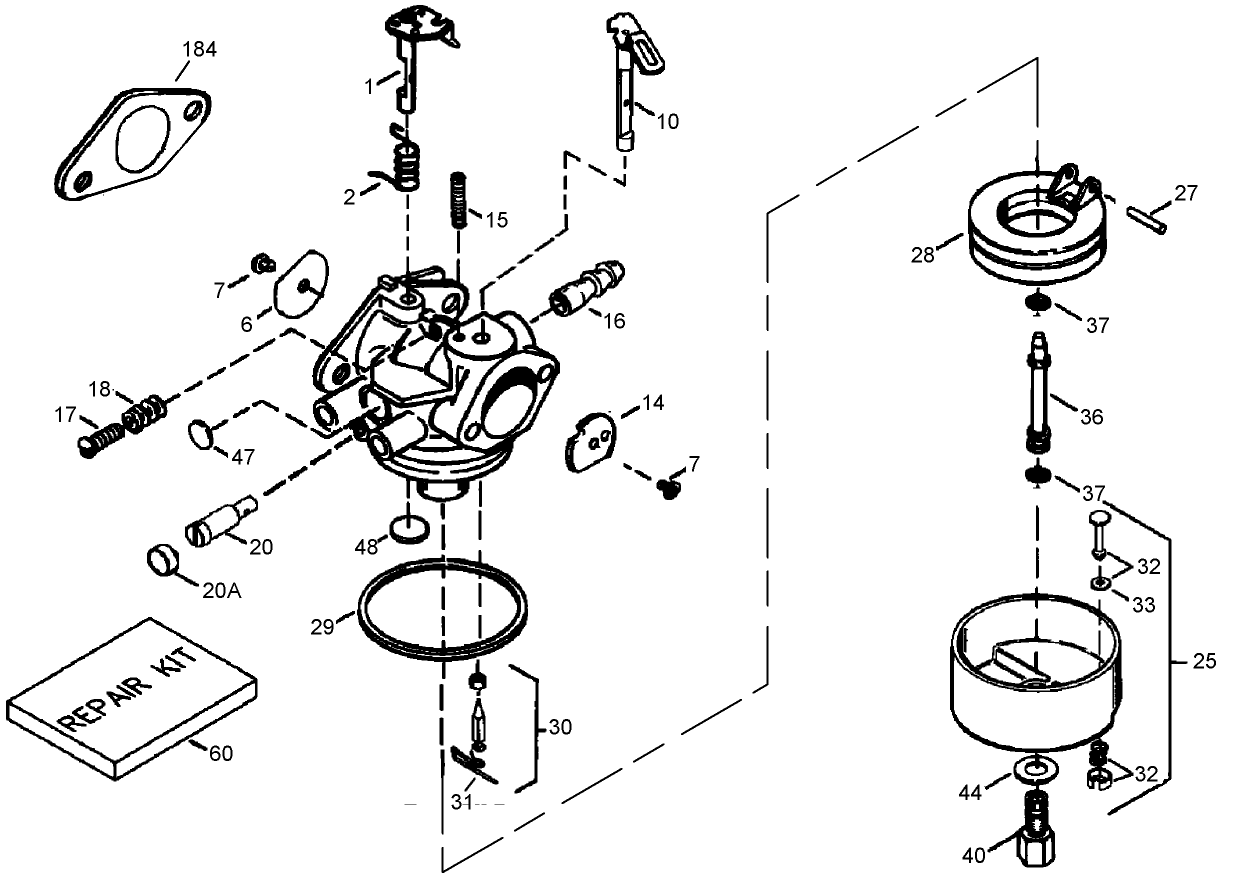 Carburetor Assembly No. 640349 Tecumseh LH318SA-156590H
