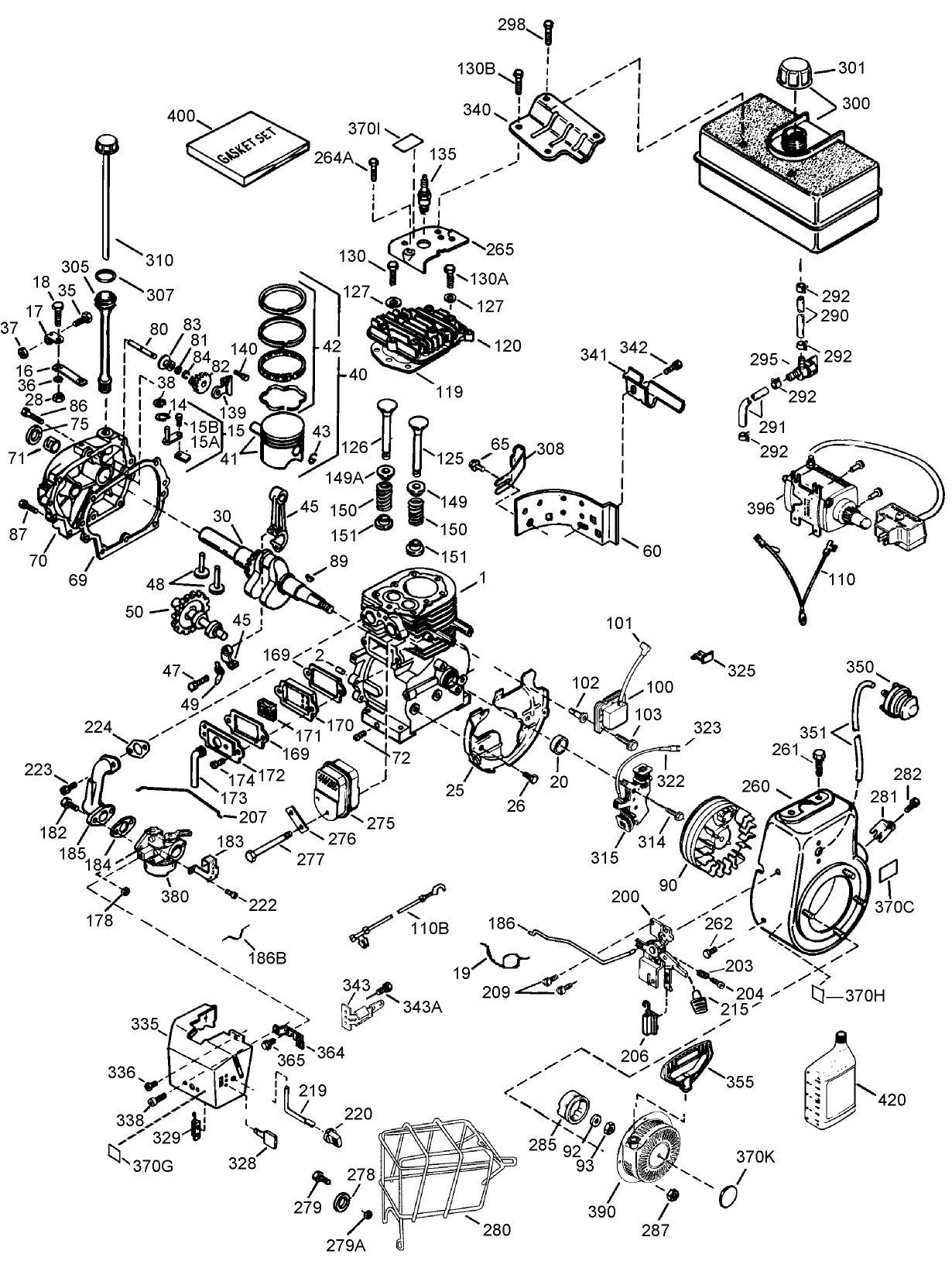 Engine Assembly No. 1 Tecumseh LH318SA-156590H