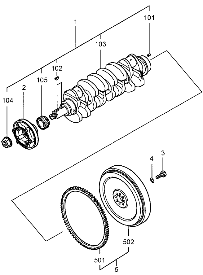 Crankcase and Flywheel Assembly
