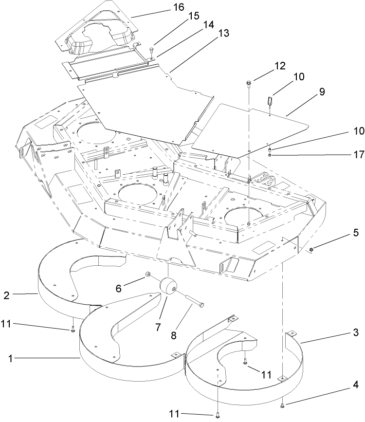 Front Deck Rear Discharge Chamber and Cover Assembly