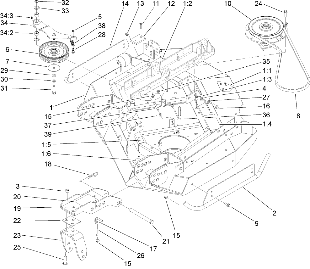 Left Hand Deck, Idler and Skid Assembly