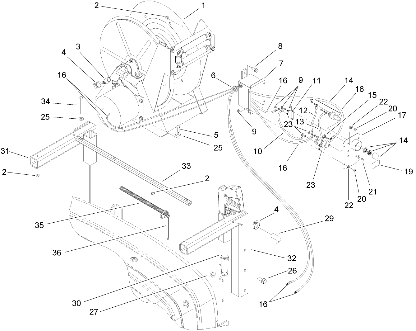 Hose Reel and Electrical Assembly