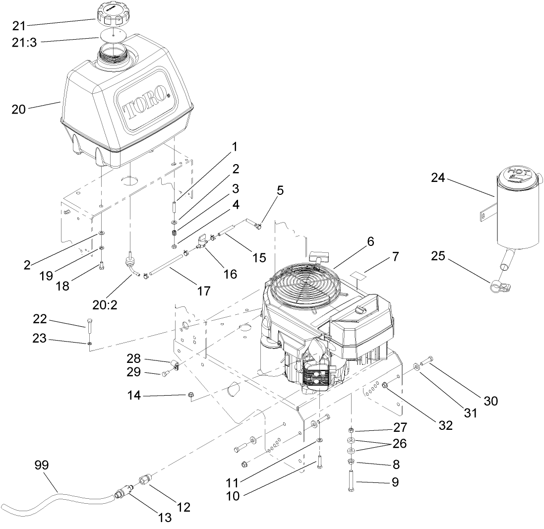 Engine and Fuel Tank Assembly