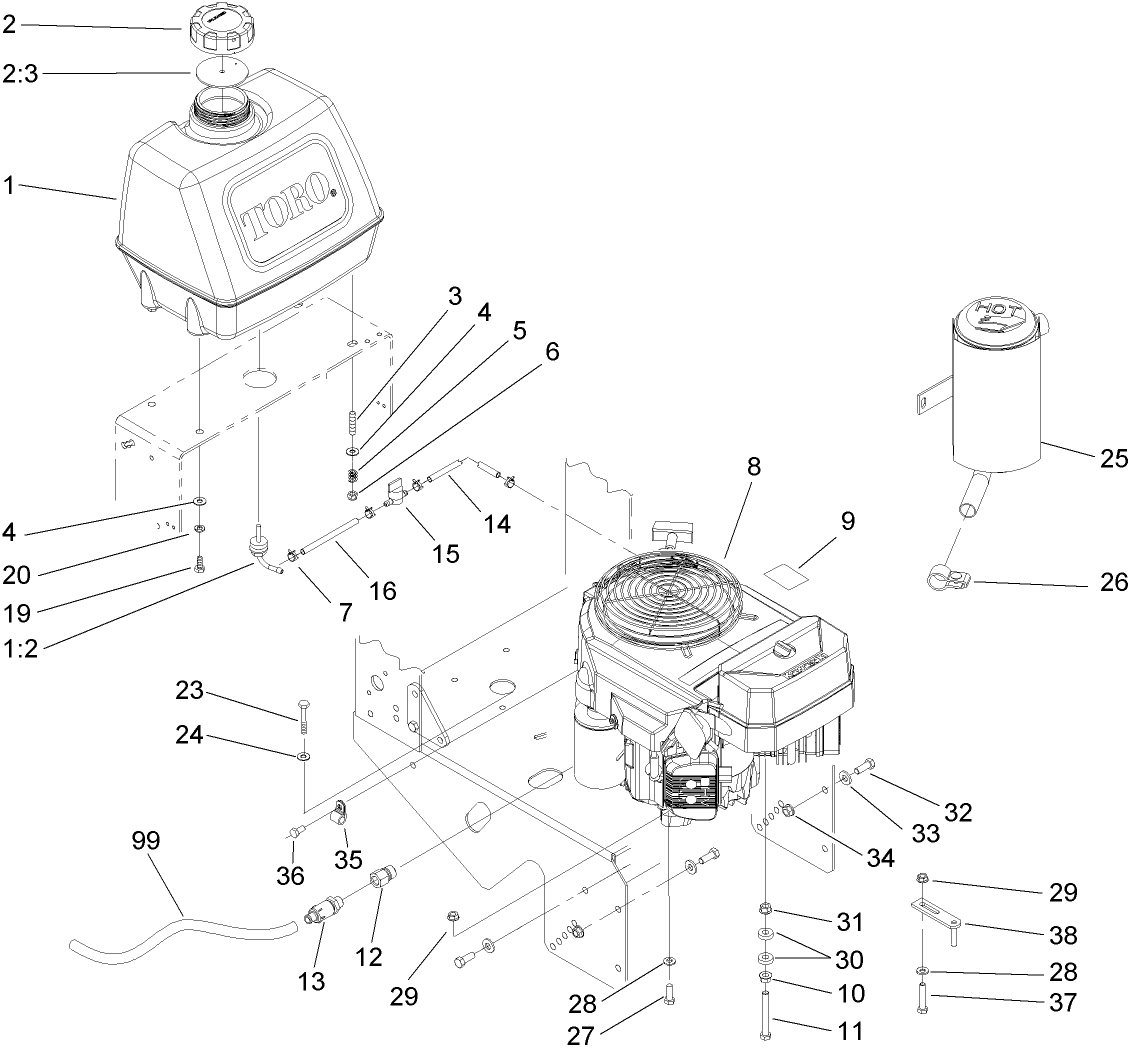 Engine and Fuel Tank Assembly