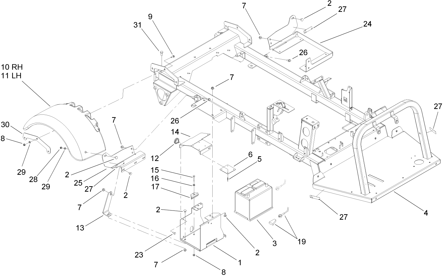 Rear Fender and Battery Mount Assembly