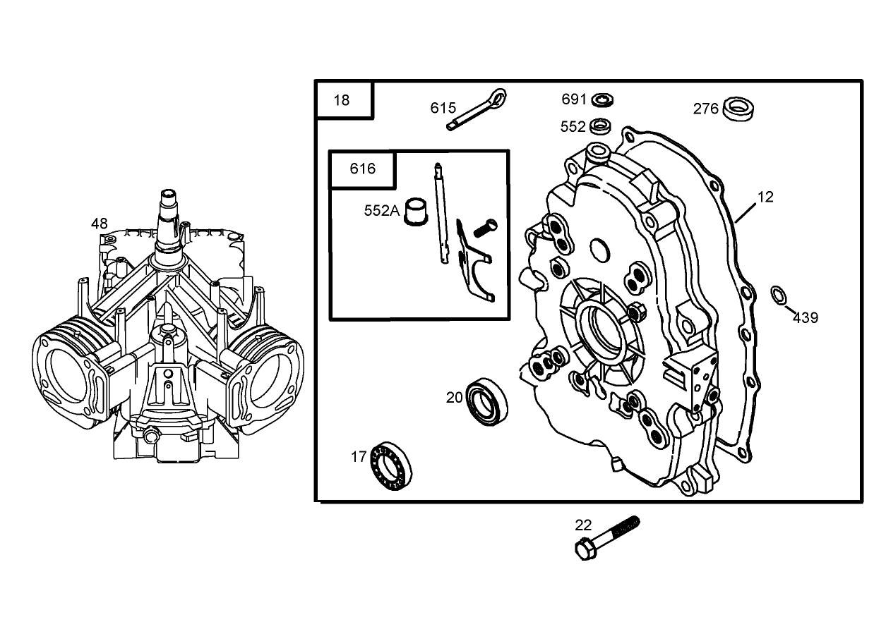 Crankcase Assembly  Briggs and Stratton 356447-0200-E1