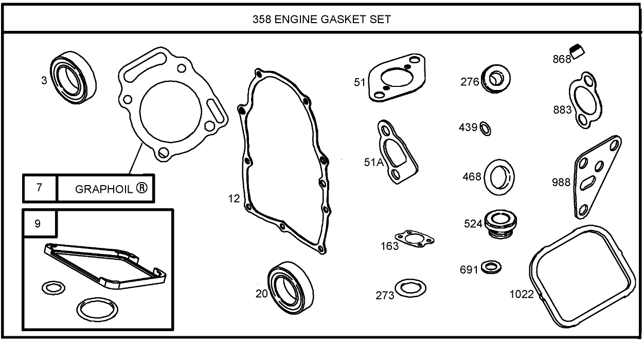358 Engine Gasket Set  Briggs and Stratton 356447-0200-E1