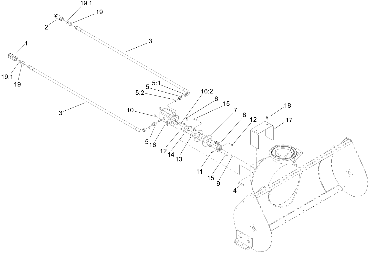 Hydraulic Hose and Pump Assembly
