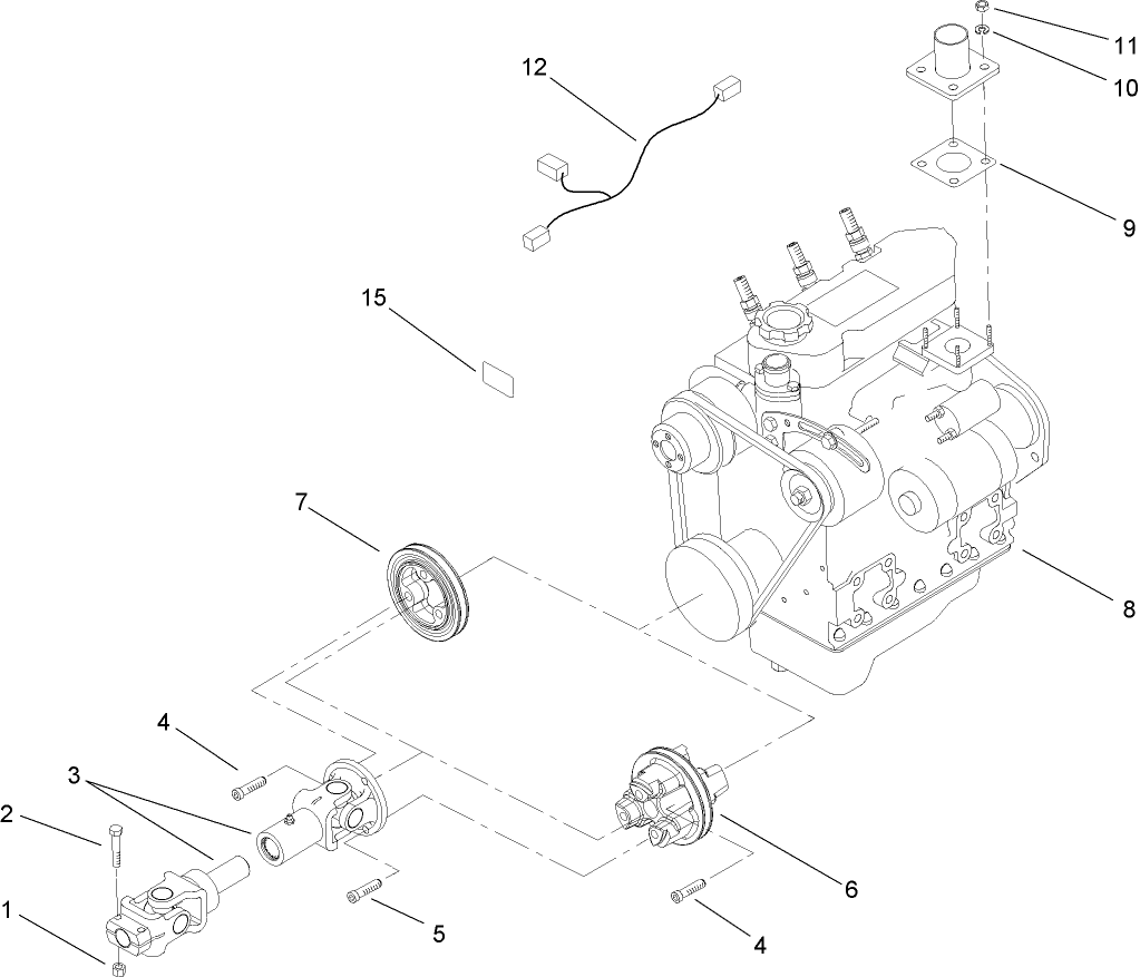 Driveshaft and Engine Component Assembly