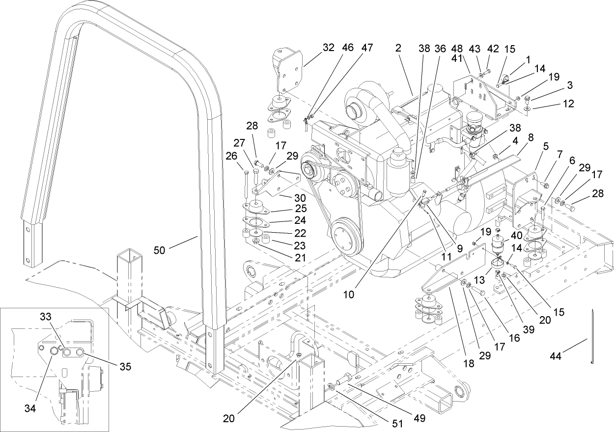 Engine Mounting and  Roll-Over-Protection System Assembly