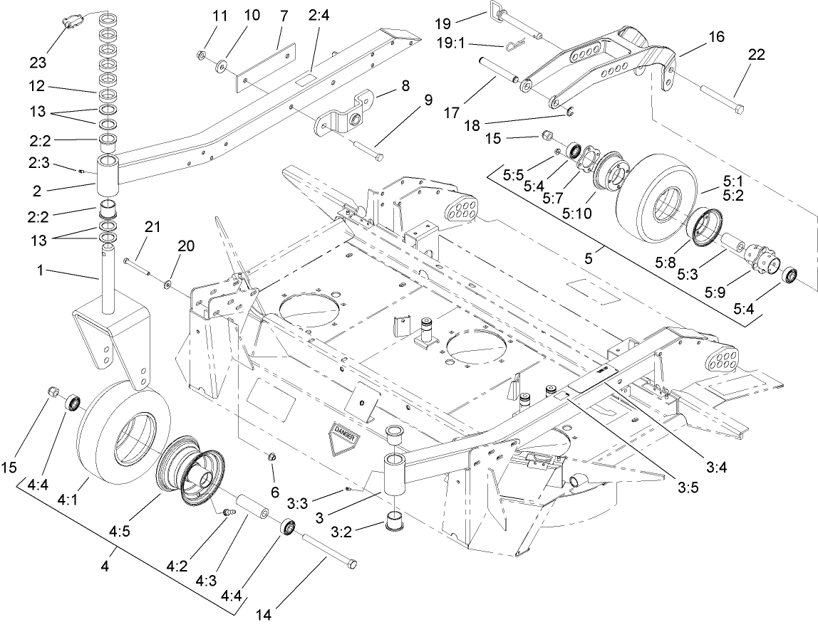 Castor Arm and Wheel Assembly