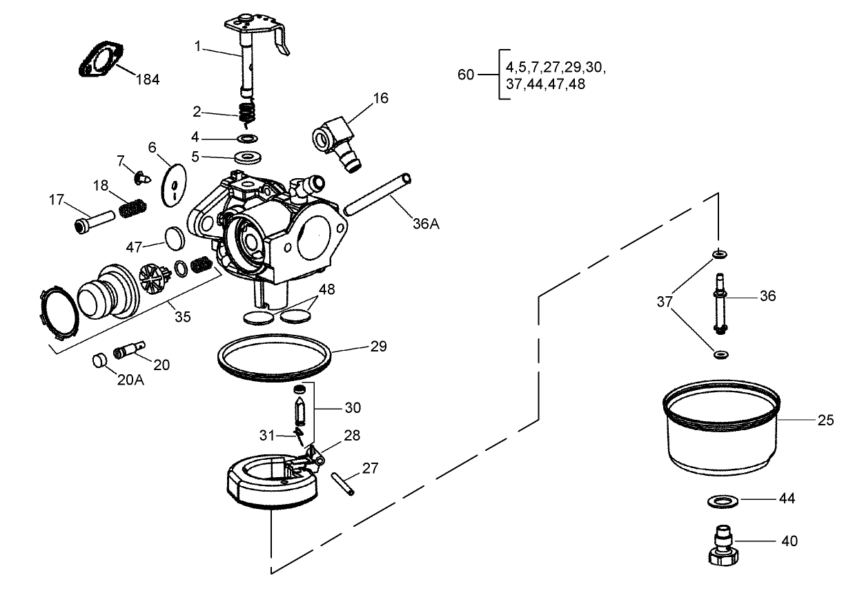 Carburetor Assembly No. 640350 Tecumseh LV195EA-362044D