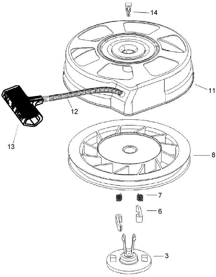 Recoil Starter Assembly No. 590739 Tecumseh LV195EA-362044D
